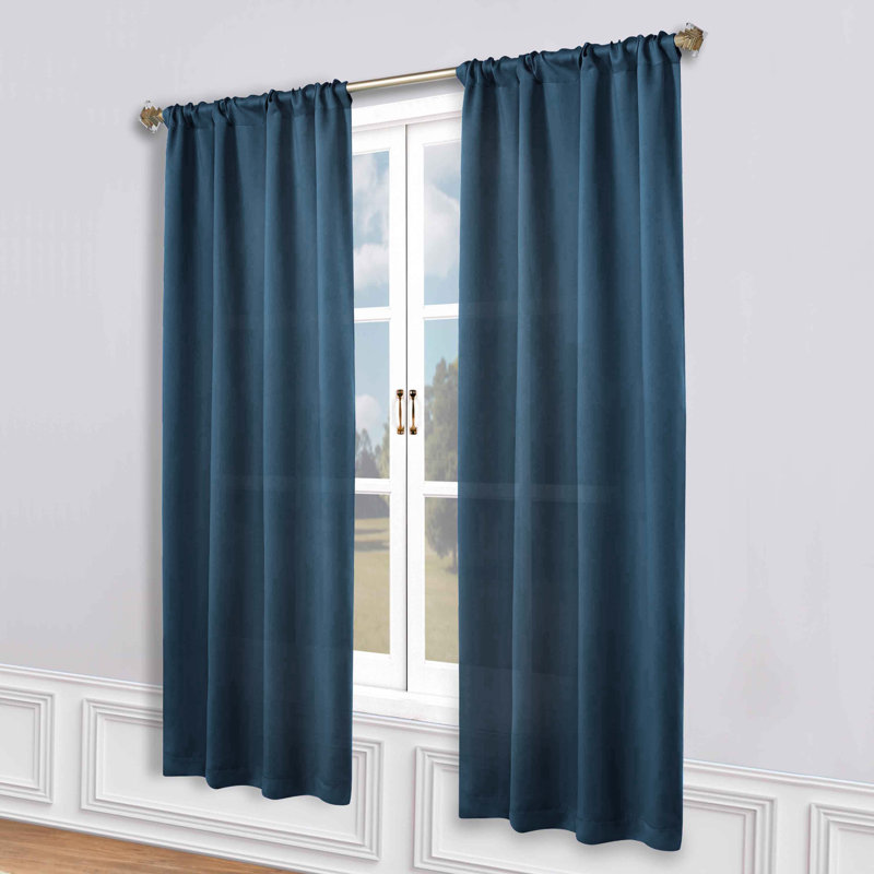 Paire de rideaux obscurcissant avec passe-tringle Moriah Millendon, L 36 po x L 72 po, Bleu marine