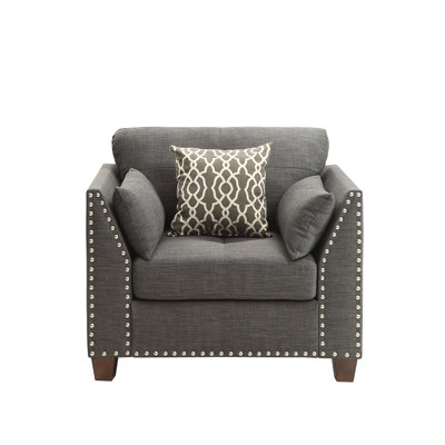 Claranne Linen Upholstered Accent Chair with 3 Pillows