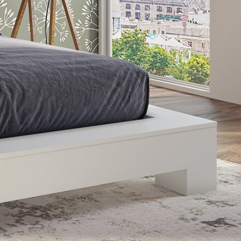 Zen Bedroom - Platform Bed – Easy Assembly, No Box Spring Required, White