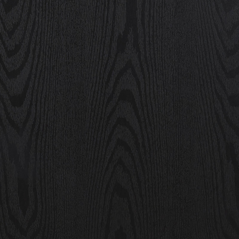 Table basse en chêne et fer, Plateau noir / structure noire