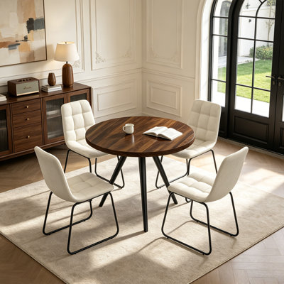 5-Piece Round Dining Table Set, 34.7" Modern Kitchen Table with Dining Chairs