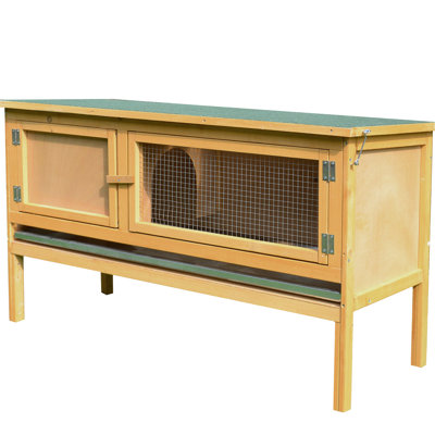 Lapin en bois jaune avec toit à charnières pour cage intérieure / extérieure imperméable facile d'entretien - option