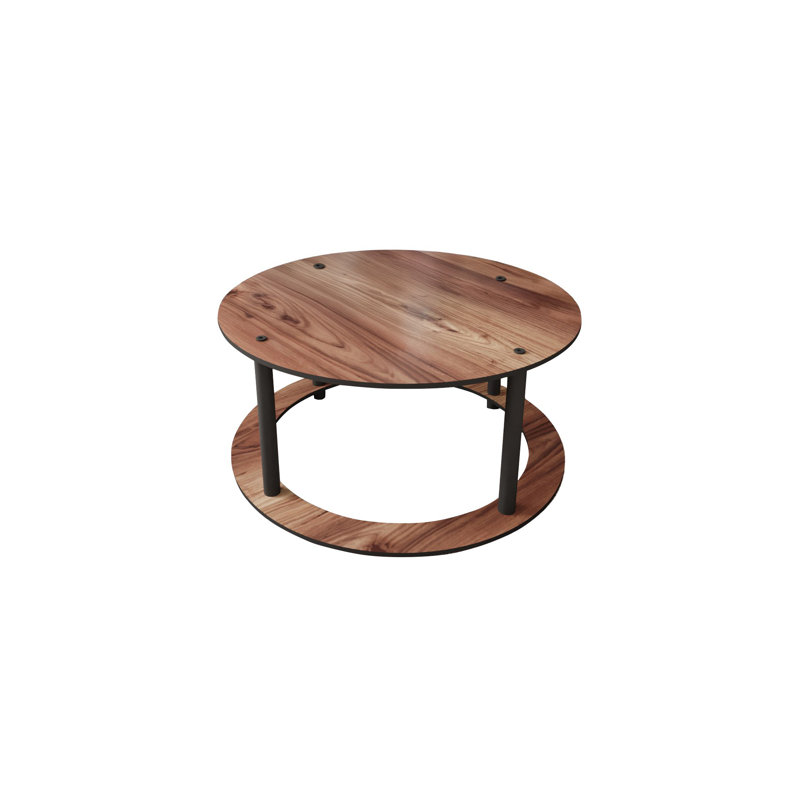 Modern Coffee Table, Walnut Color, 27.6 in Diameter x 15.0 in Height | 100% MDF with Compressed Kraft Legs | Stylish Industrial Design for Living Room & Office, Durable & Elegant Addition to Your Home