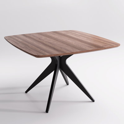 45.3" W 4-Person Square Solid Wood Dining Table With Metal Legs