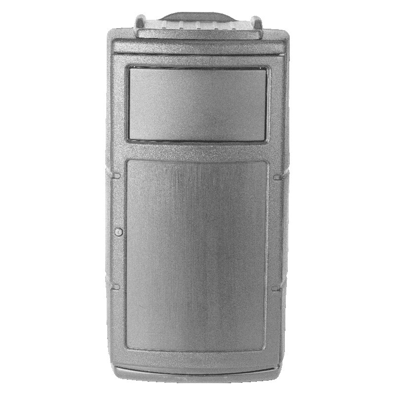 Polytec Side Entry Trash Container, Square, Tray, Dual Flipper, Dome Top, Grey