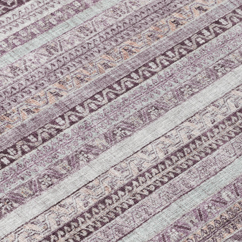 Machine Washable Indoor/Outdoor Chantille ACN2742 Striped Rug, Mauve, 10' x 14'