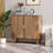 Walnut Brown Wood Buffet Cabinet with Line Groove Design - Multifunctional Storage Sideboard for Living Room, Entryway & Kitchen, Art Deco Modern Accent Cabinet with Adjustable Shelves