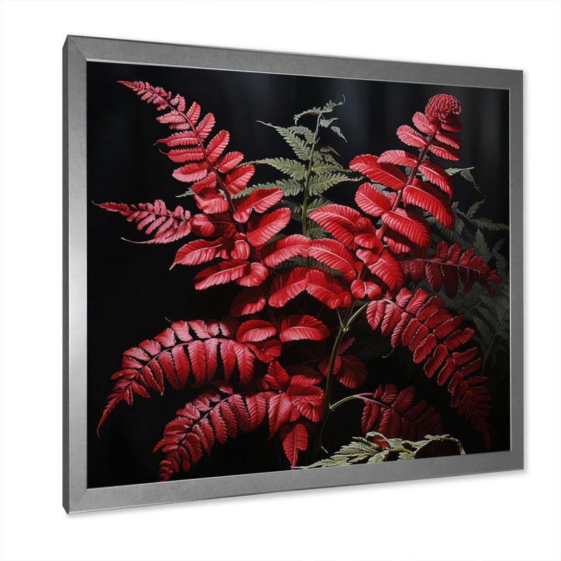" Ferns Ruby Essence III ", 36" H x 36" W x 1.5" D, Silver Single Picture Framed