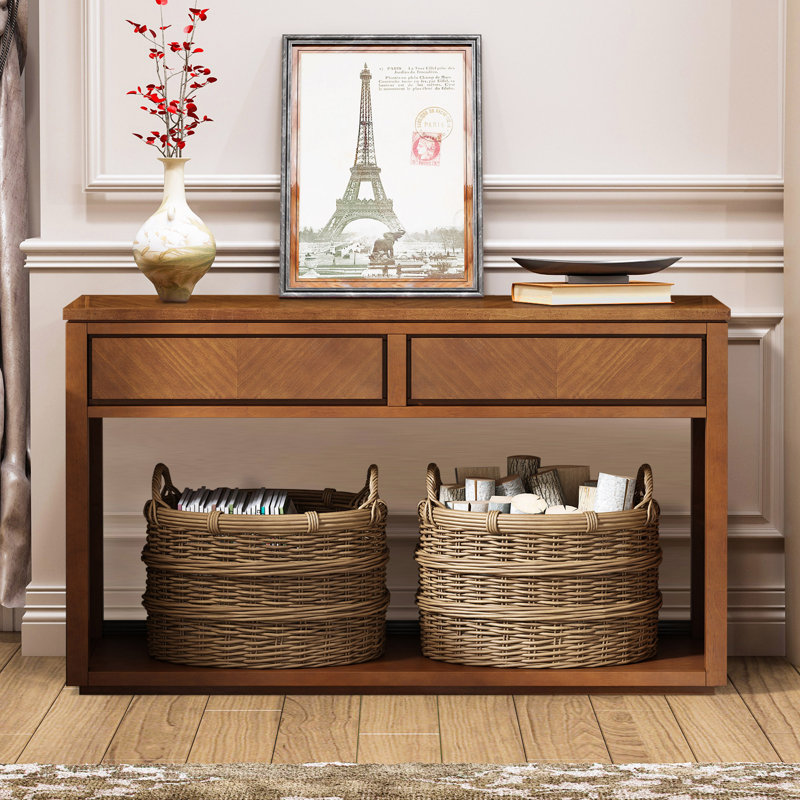 Celestelle 55" Console Table With 2 Drawers, Honey
