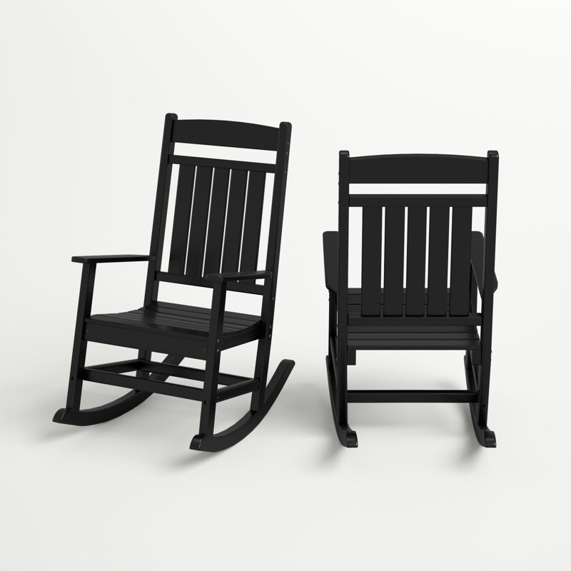 Chaise berçante d'extérieur en plastique Catelyn, Noir