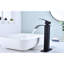 Robinet de salle de bain noir mat à cascade, commande à une poignée, acier inoxydable avec bonde escamotable sans trop-plein-123052545