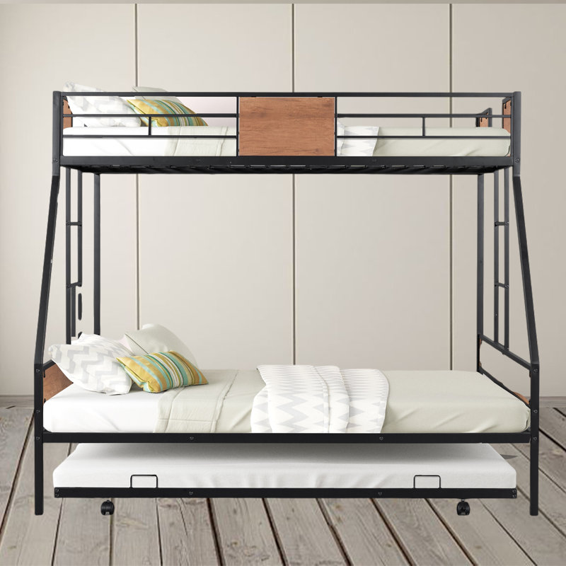 Lit superposé simple au-dessus de double avec lit gigogne Ellsbury Kids, Noir