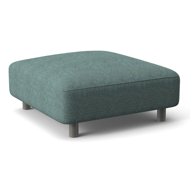 Avanni Outdoor Ottoman with Cushion, Light Grey Vinyl 6503-010, Silver