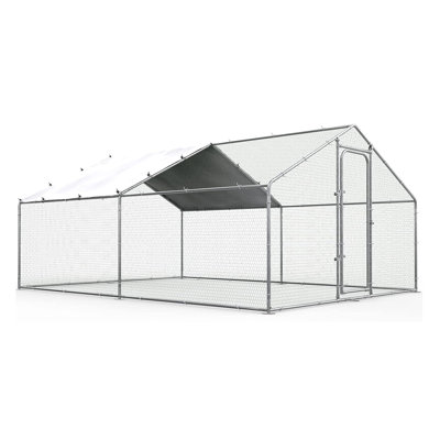Chicken Coop Large Metal Chicken Run for Yard Chicken Pen/Cage Outdoor Walk-in Chicken House Heavy Duty Poultry Cage with Waterproof and Anti-UV Cover -  Tucker Murphy Pet™, 0A1D4E8FA3314D05A57211A743414BC8