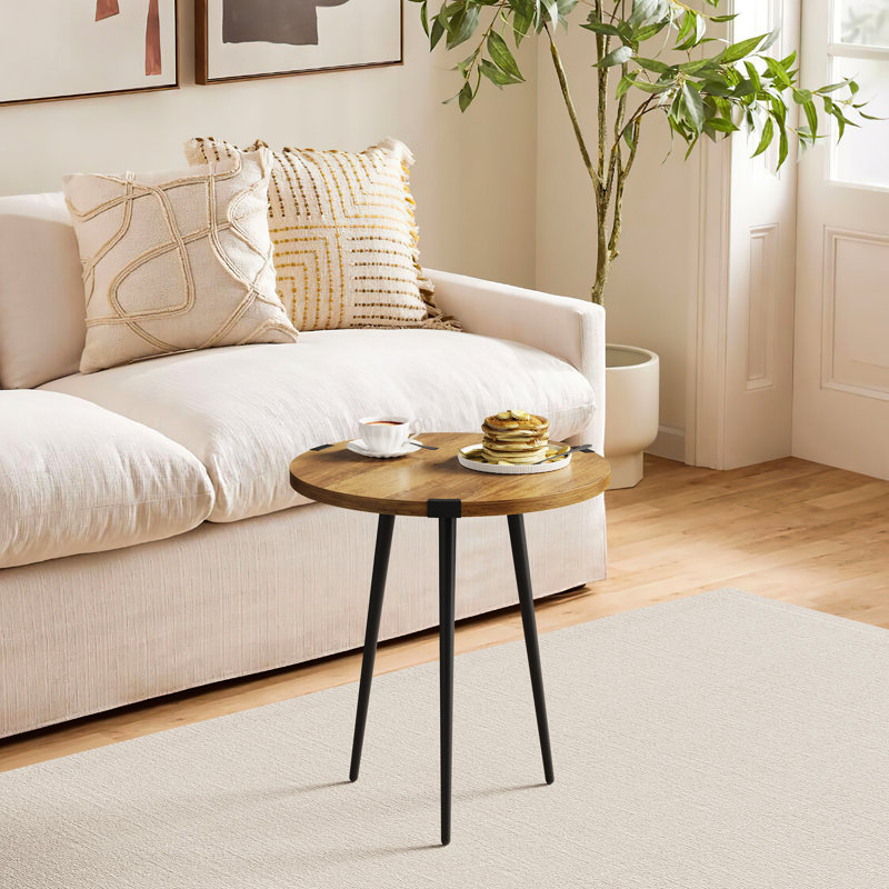 Chantay Round End Table with 3 Legs, Rustic Oak