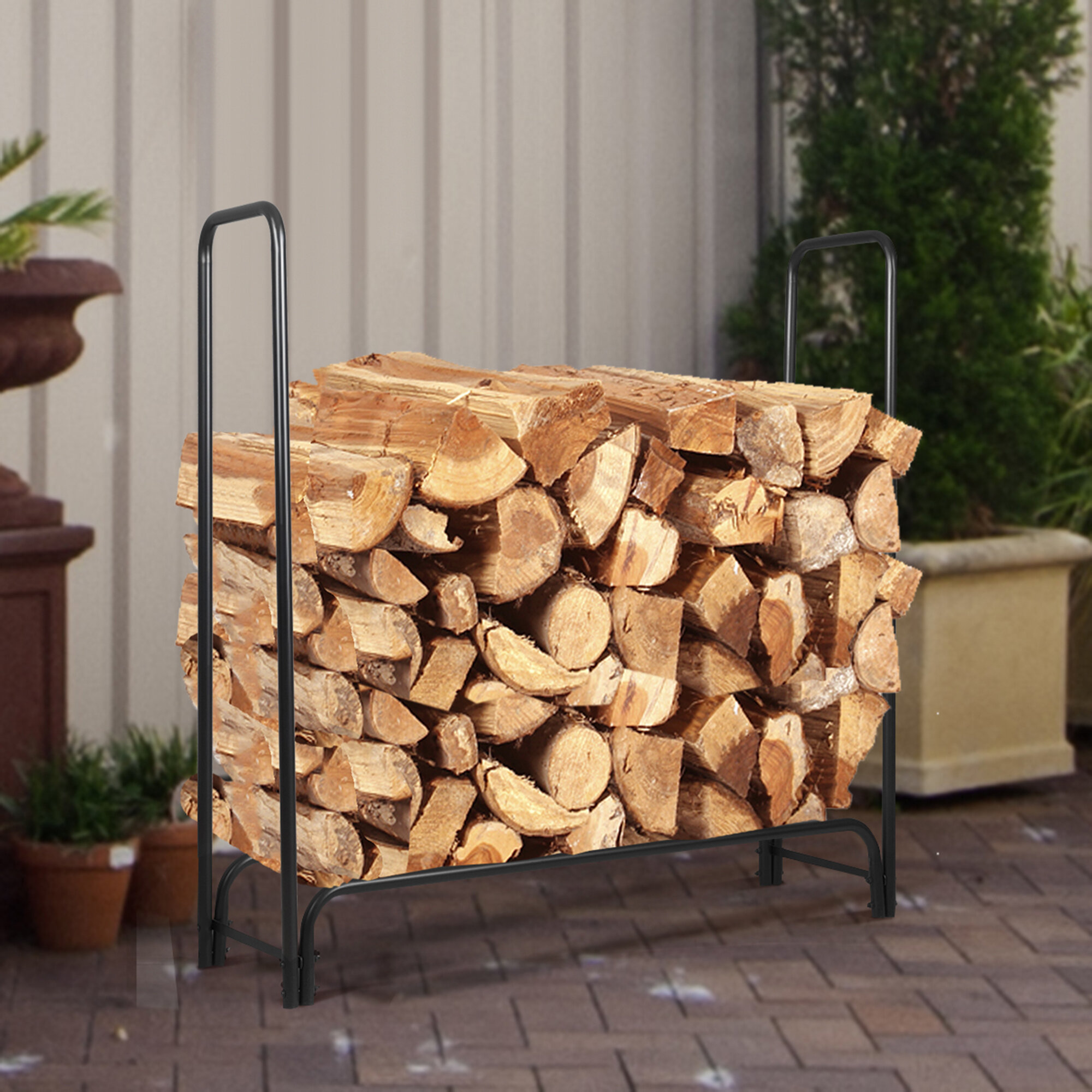 Red Barrel Studio® 30 H X 30 W Log Rack Wrought Iron Firewood