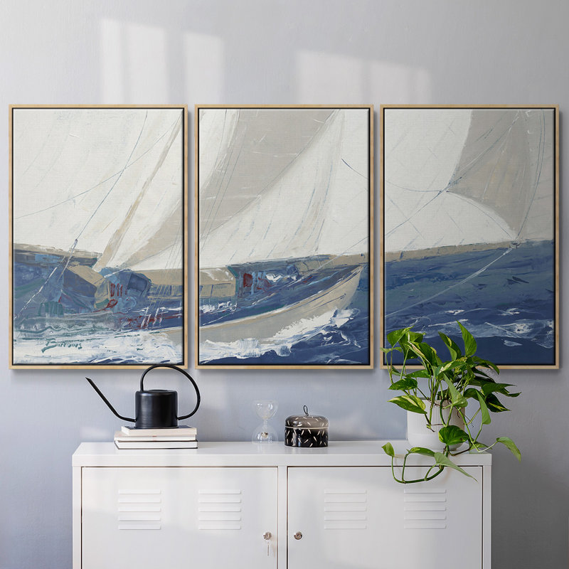 Port to port, reproduction sur toile 3 pièces, H 24 po x l 48 po x P 2 po, Naturel