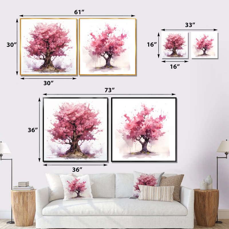 «The Most Beautiful Yellow Tree - Landscape Trees», ensemble de 2 collages carrés, Cadre flottant noir, H 16 po x l 33 po