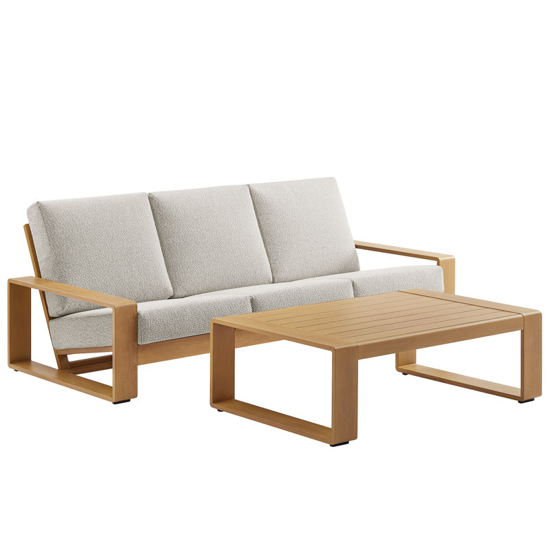 Ensemble de meubles d'extérieur en faux bois 2 pièces Lirienne, Ivoire ivoire