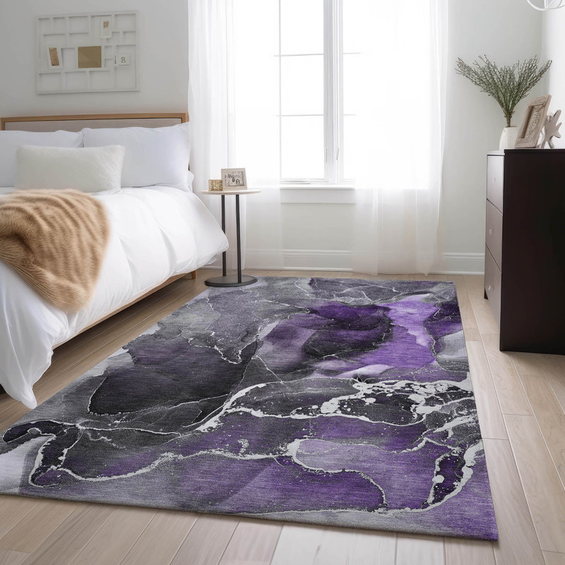 Tapis mauve Premium lavable à la machine Cerrito AMF503, Rectangle de 10 pi x 14 pi
