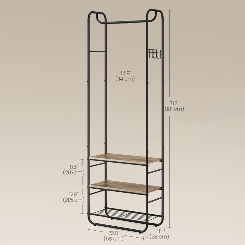 Bayoleth Freestanding 4 - Hook Coat Rack, Camel Brown