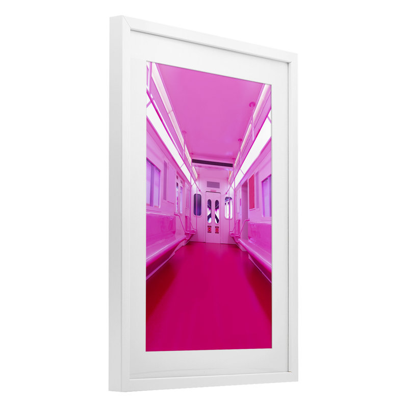 «Futuristic Pink Tone Subway», reproduction imprimée sous verre, design par Lish Creative, H 20 po x l 14 po