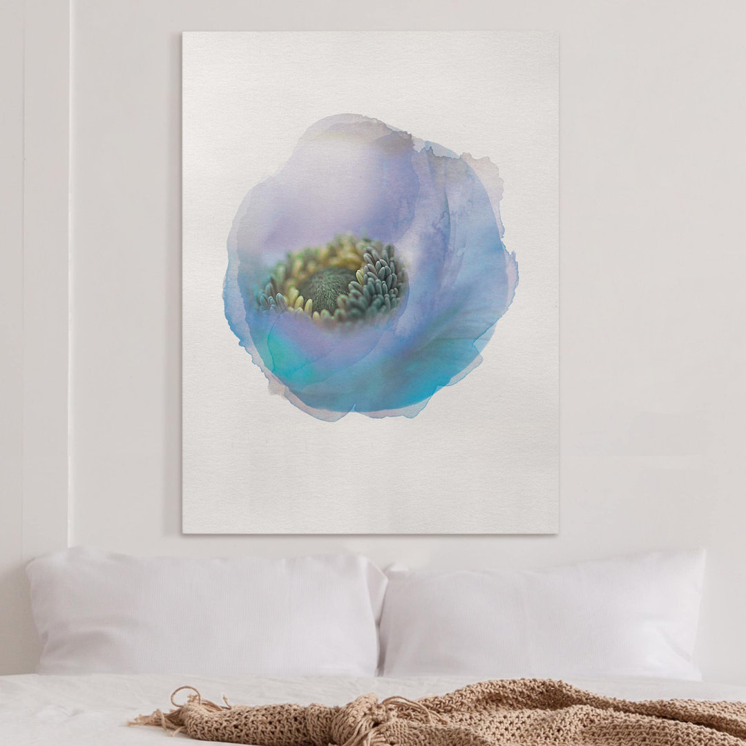 Leinwandbild Aquarell Anemone am Fluss