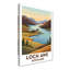 Loch Awe, Scotland - Highland Romance Travel Poster featuring Kilchurn Castle and Serene Loch. Giclee Print on Wrapped Canvas. Wall Art, Home Decor - Natural Landmarks, Scotland 1 Piece Wrapped Canvas Wall Art-1956033544