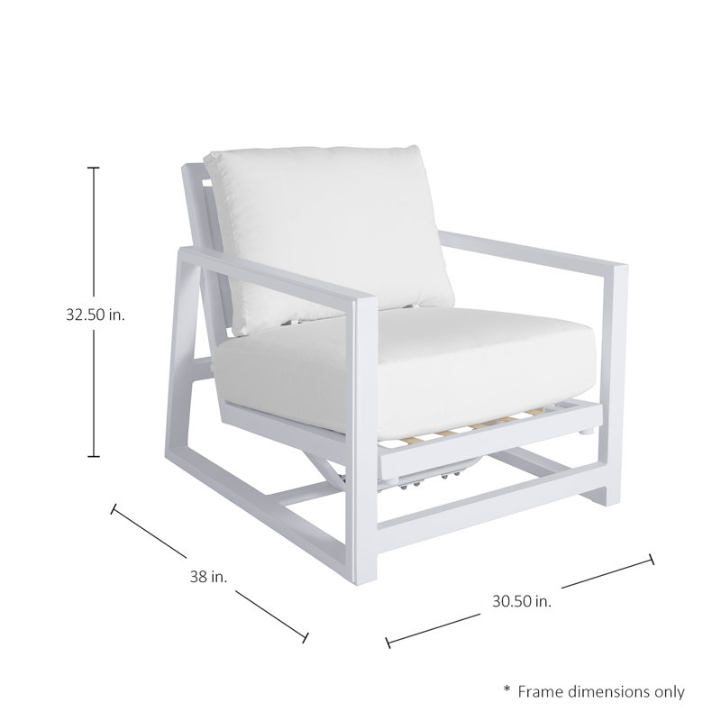 Avondale Patio Lounge Chair with Cushions, Welt + Standard Fill, Arbor Chambray, Chalk