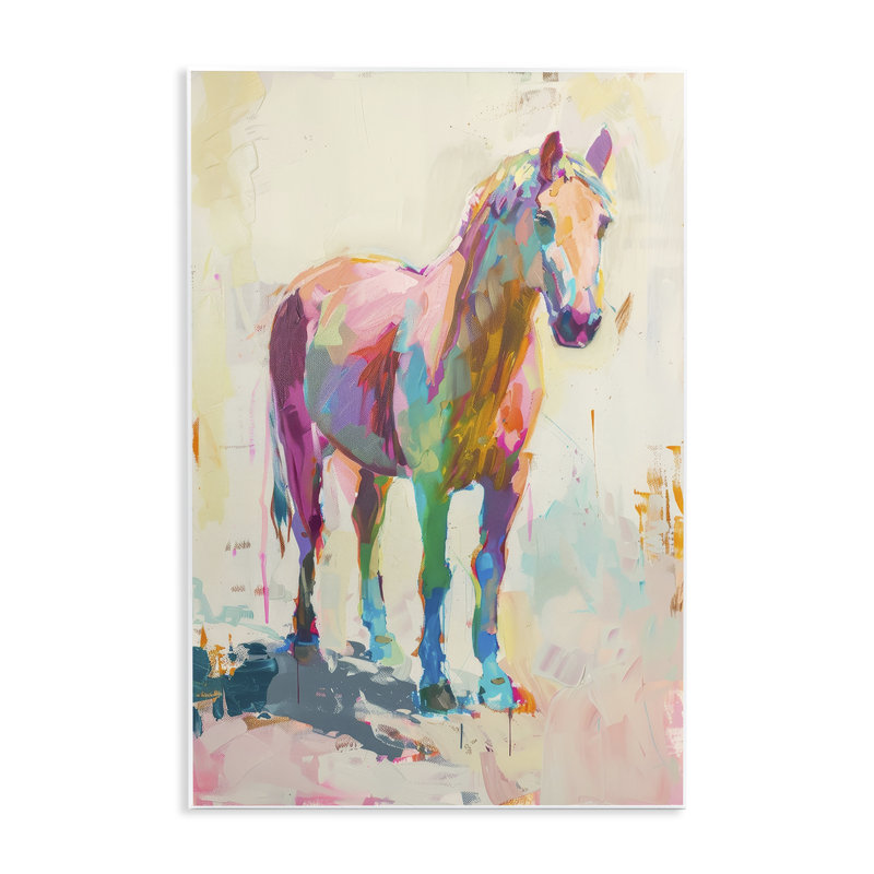 "Sunset Hued Horse", art mural sur bois par Petal Prints Design, H 19 po x l 13 po