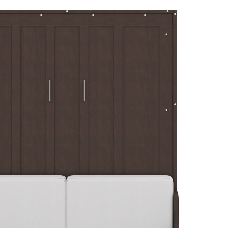 Grand lit escamotable mural avec coussin, cadre de lit pliable en bois convertible en canapé, Espresso
