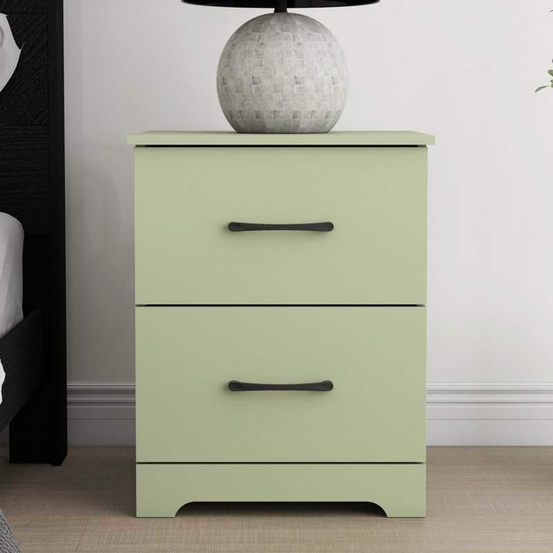 Arkia 23.7" H 2-Drawer Manufactured Wood Nightstand, Sage Green, Individual