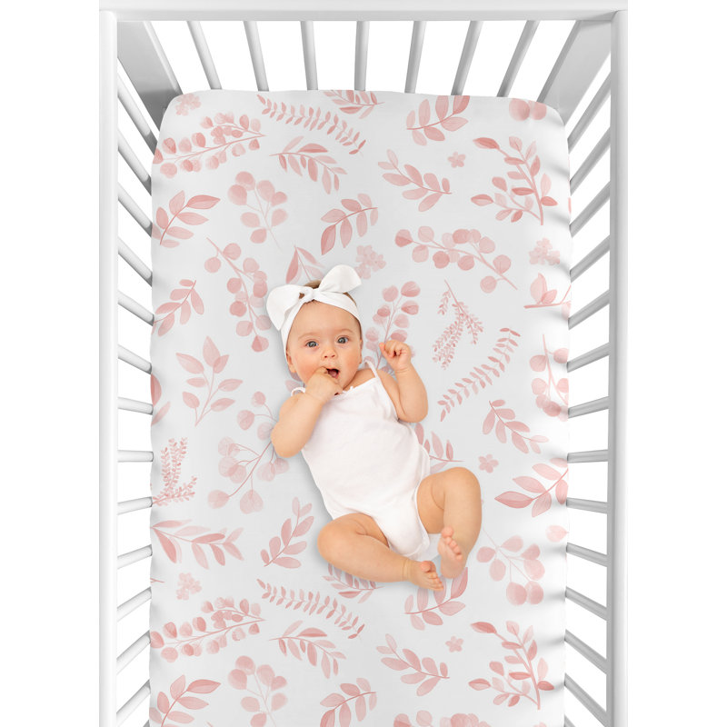 Drap-housse pour lit de bébé Botanical Blush Pink par Sweet Jojo Designs