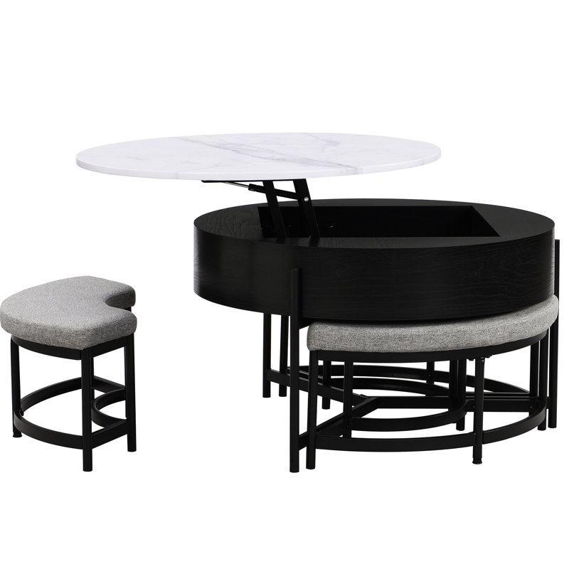 Table basse Modern, H 24,28 po x L 31,33 po x l 31 po, Noir