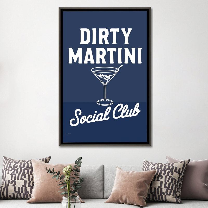 «Mod Dirty Martini Social Club», reproduction d'art sur toile encadrée, 60" x 40", Framed Canvas, Grey