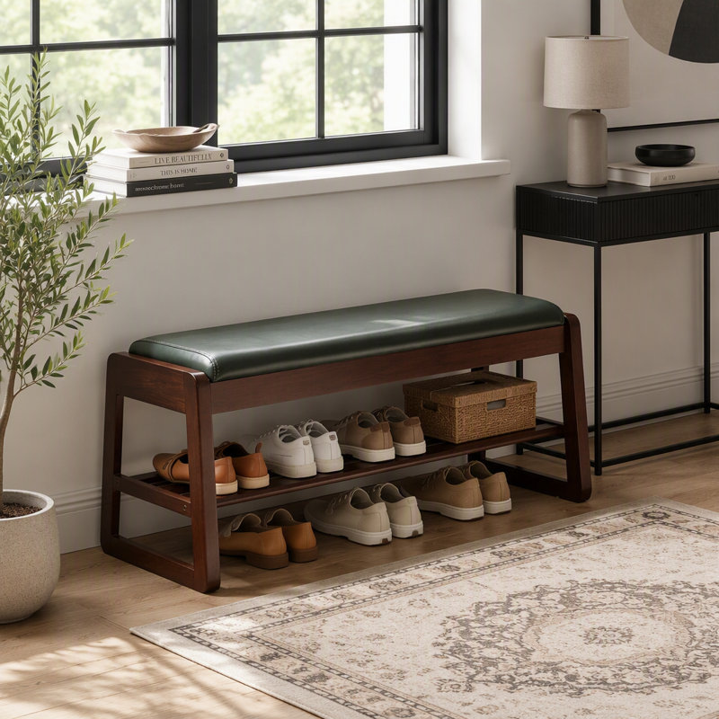 Banc de rangement à chaussures en bois de 100 cm avec couvercle relevable dissimulé