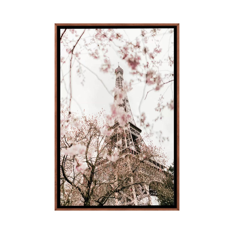«Paris in Bloom» par Ruby and B - reproduction, Toile avec cadre en bois brun classique, Pas de tapis