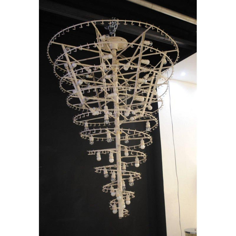 Lustre Mizrahi, Bronze, H 55 po x l 26 po x P 26 po, Transparent texturé