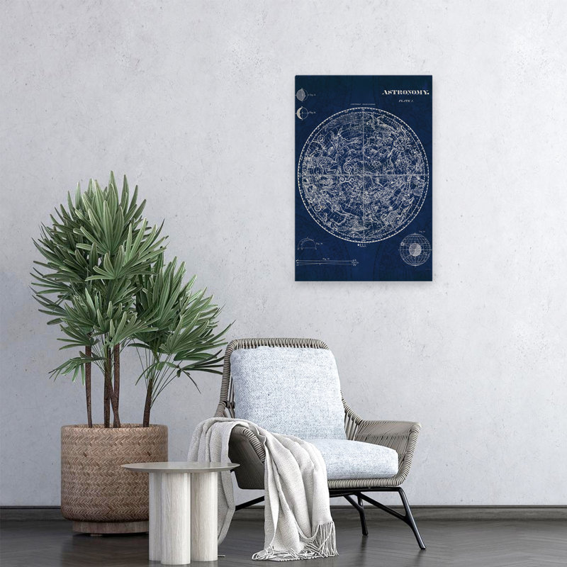 «Celestial Blueprint V2» - Astrologie, astronomie, plans bleus, art, H 24 po x l 16 po