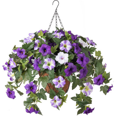 Fleurs artificielles suspendues artificielles avec plantes panier