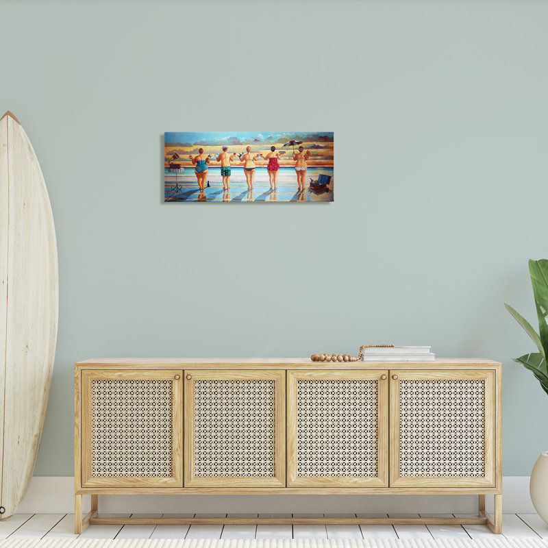«Beach Friends Coastal Summer Fun», peinture sur toile tendue, H 13 po x l 30 po x P 1,5 po