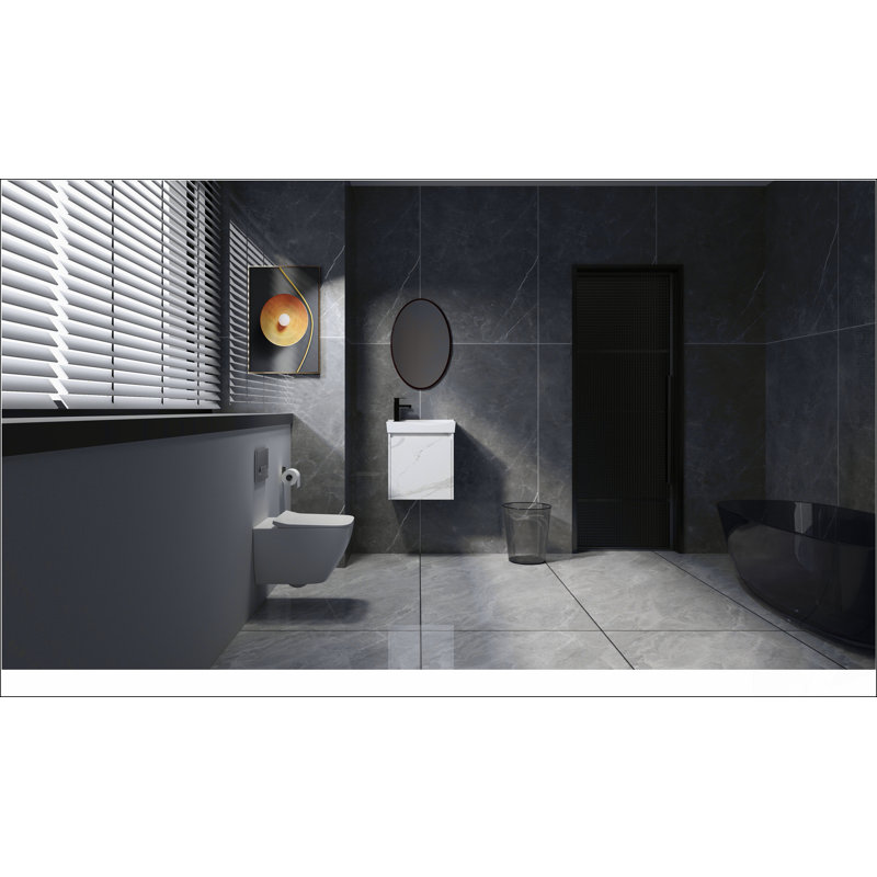 Ensemble de meuble-lavabo mural 20 po avec lavabo en céramique, armoire de rangement avec portes, ensemble d'armoire de salle de bain