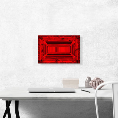 " Ruby Red Emerald Cut Diamond Jewel "