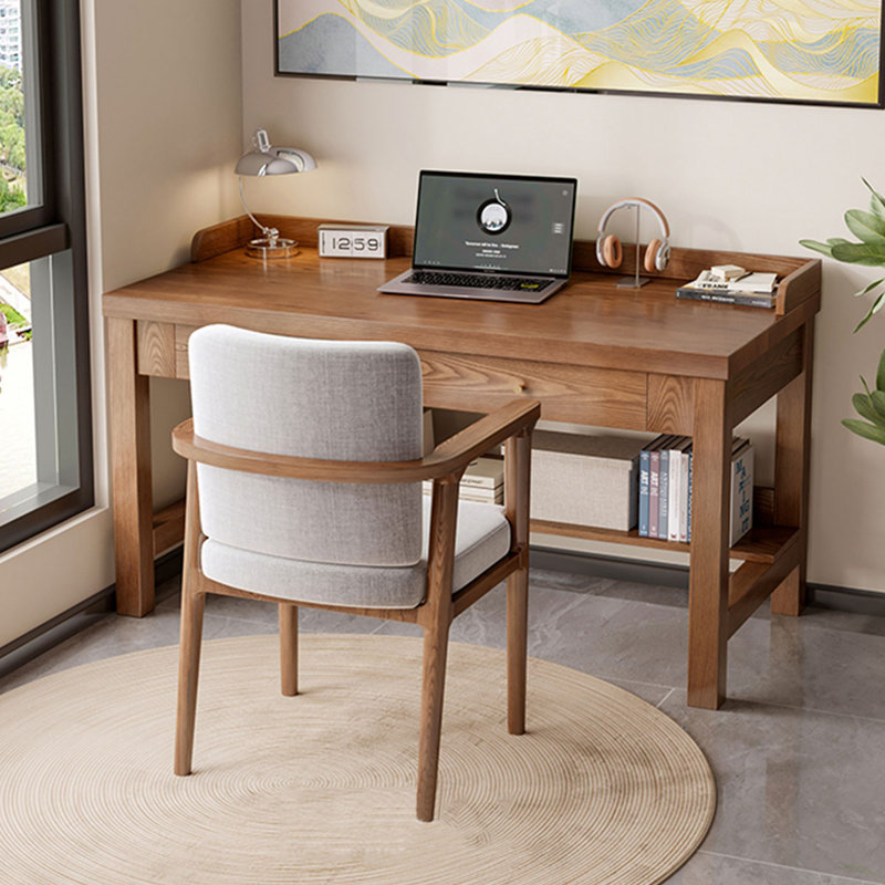 Brown Rectangular Solid Wood with 2 drawers desk