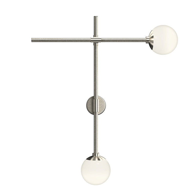 Applique à bras à intensité variable à 2 lumières DEL Sabon ™, Nickel satiné
