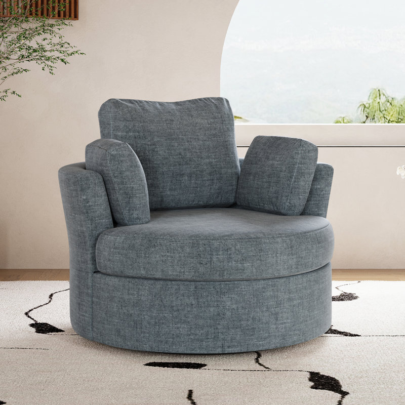 Fauteuil demi-tonneau pivotant de 42,1 po de largeur, Bleu très foncé