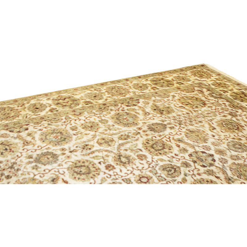 Tapis chameau et ivoire noué à la main de haute qualité