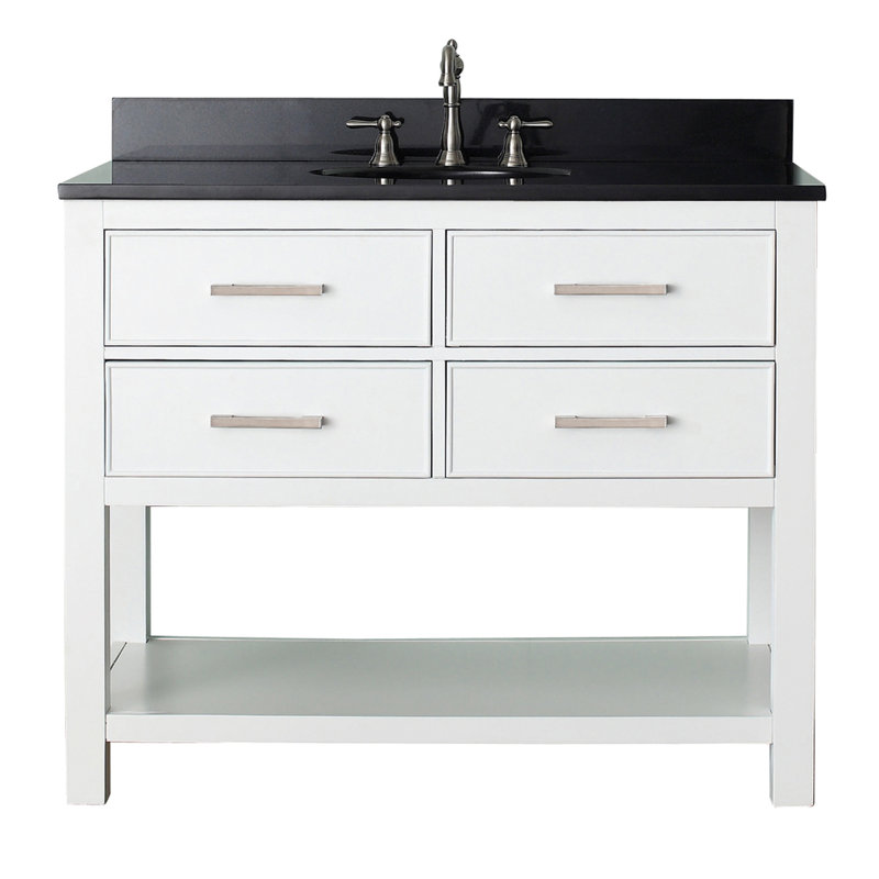 Brooks 43'' W Single Vanity, White, Carrera White Marble
