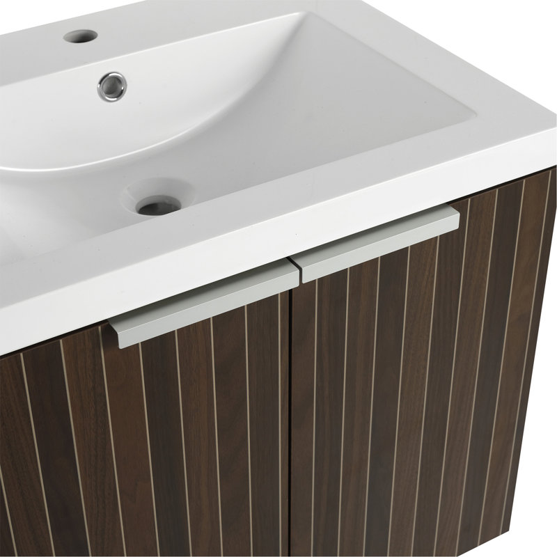 Meuble-lavabo mural chic avec rangement supérieur et lavabo contemporain