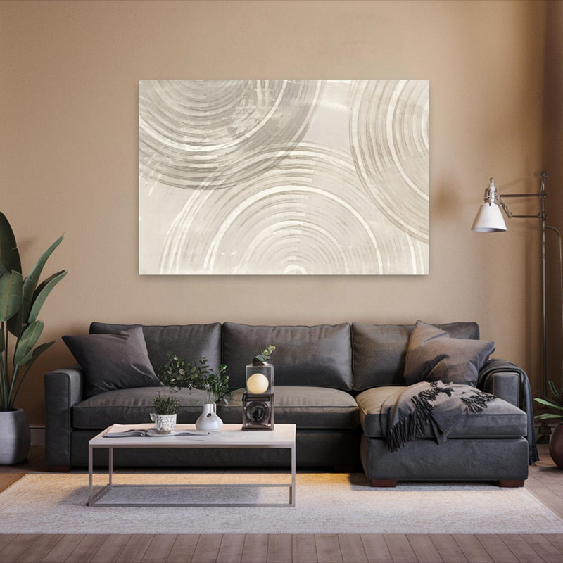 Art moderne géométrique abstrait arc-en-ciel neutre, H 40 po x l 60 po